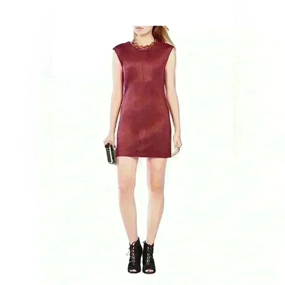 BCBG Maxazria Faux Suede 'Karlee' Shift Dress - Medium - Burgundy - Picture 1 of 12